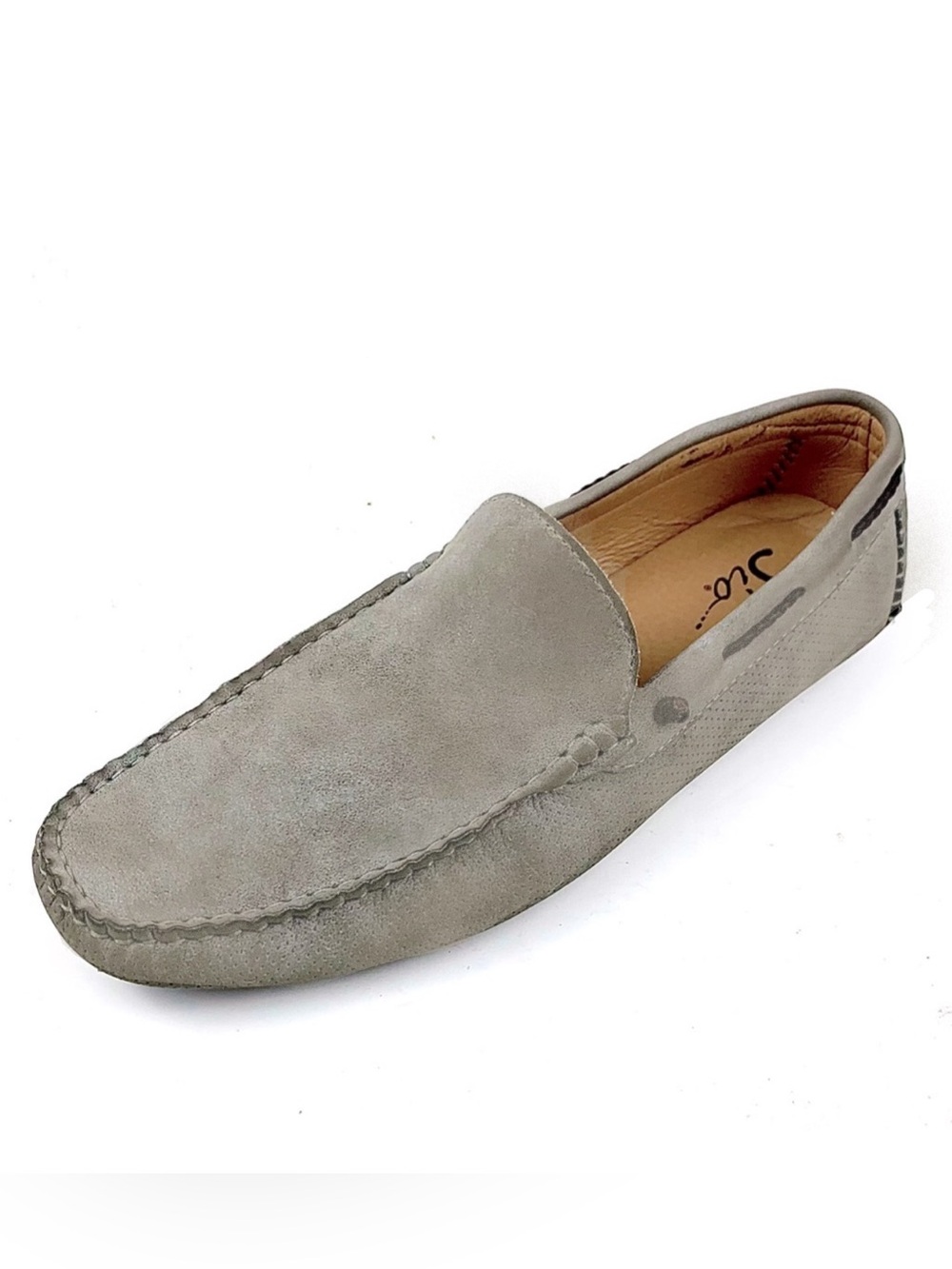 Sio Mens Gray Faux Suede Moccasins Size 10